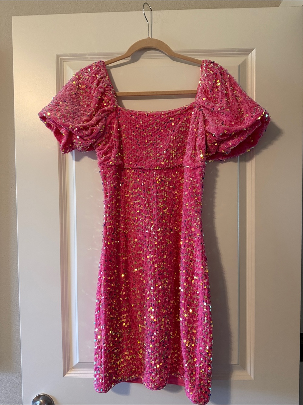 Pink velveteen with sequins